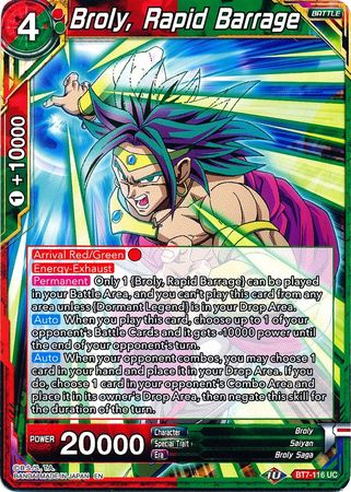 Broly, Rapid Barrage (BT7-116) [Assault of the Saiyans] | Tables and Towers