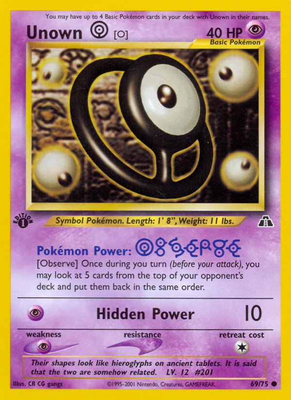 Unown [O] (69/75) [Neo Discovery 1st Edition] | Tables and Towers