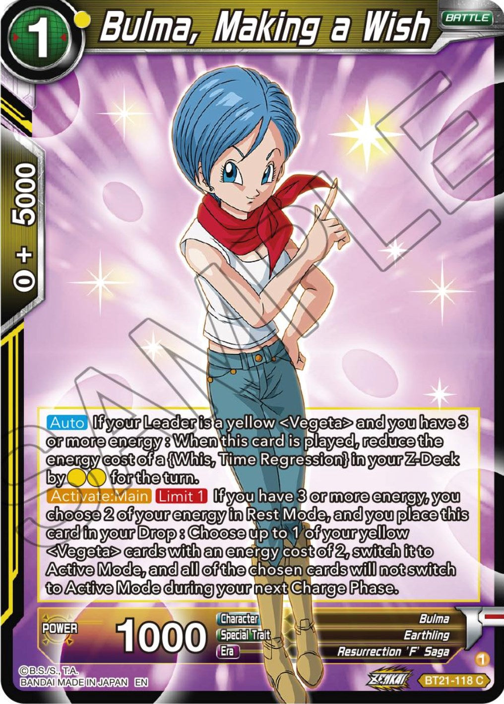 Bulma, Making a Wish (BT21-118) [Wild Resurgence] | Tables and Towers