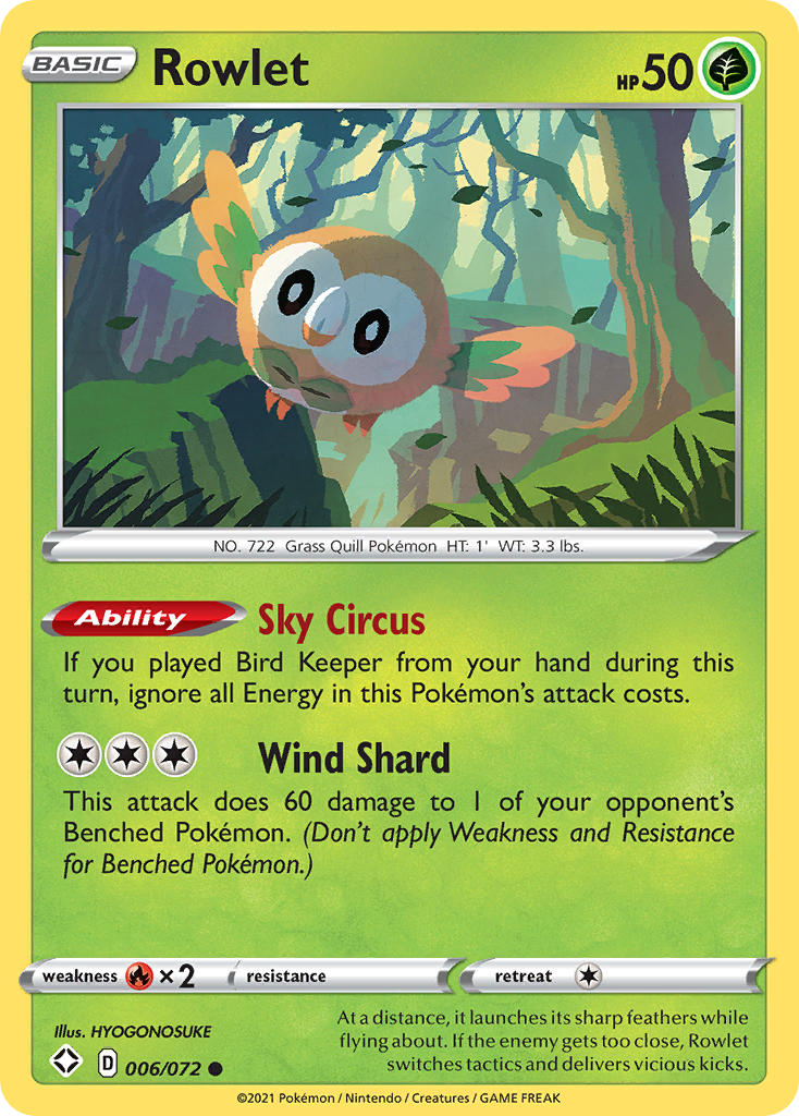 Rowlet (006/072) [Sword & Shield: Shining Fates] | Tables and Towers