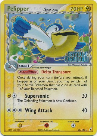 Pelipper (26/100) (Delta Species) (Stamped) [EX: Crystal Guardians] | Tables and Towers