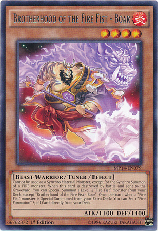 Brotherhood of the Fire Fist - Boar [MP14-EN079] Rare | Tables and Towers