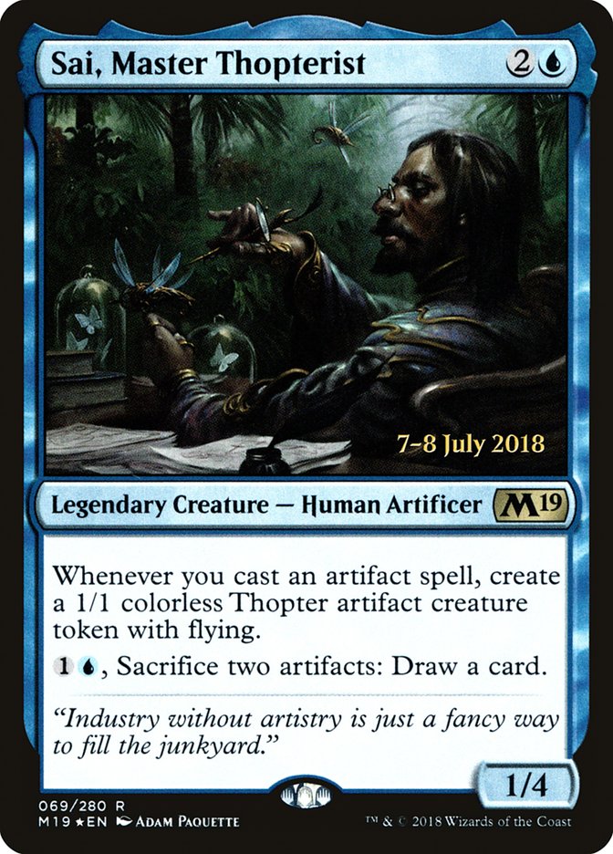 Sai, Master Thopterist [Core Set 2019 Prerelease Promos] | Tables and Towers