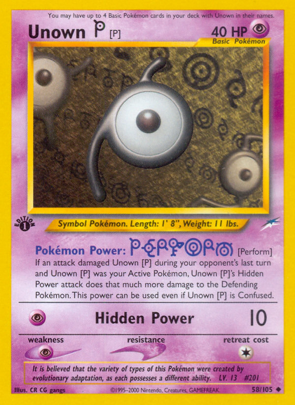 Unown [P] (58/105) [Neo Destiny 1st Edition] | Tables and Towers