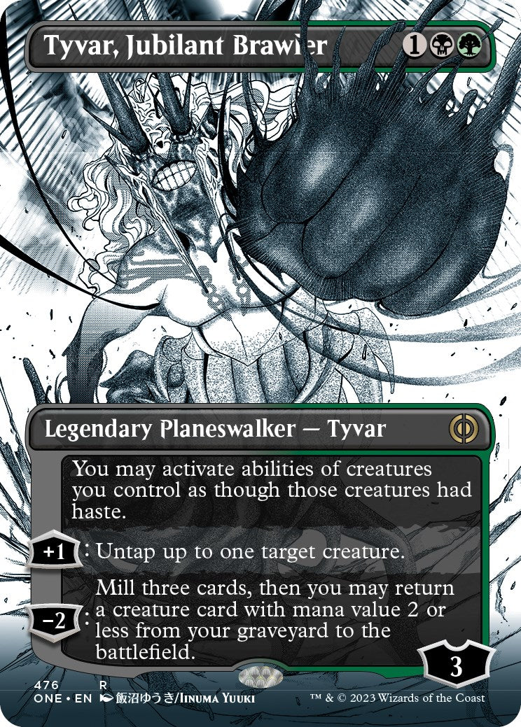 Tyvar, Jubilant Brawler (Borderless Manga Step-and-Compleat Foil) [Phyrexia: All Will Be One] | Tables and Towers