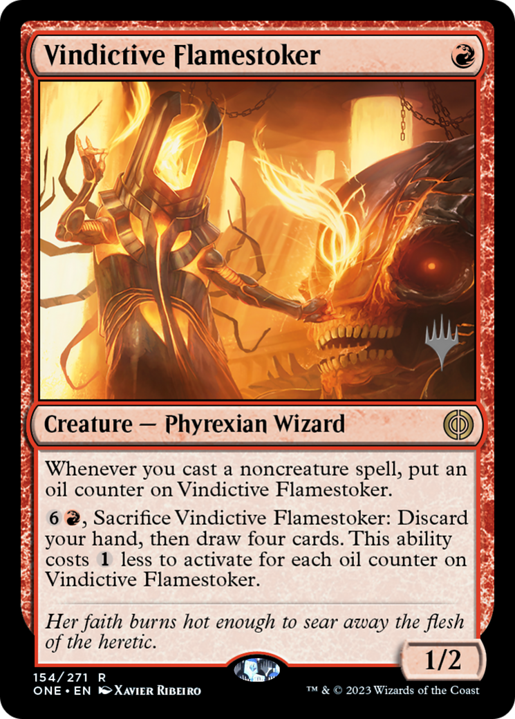 Vindictive Flamestoker (Promo Pack) [Phyrexia: All Will Be One Promos] | Tables and Towers