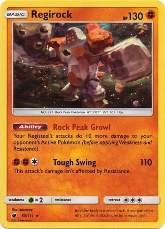 Regirock (53/111) (Cosmos Holo) [Sun & Moon: Crimson Invasion] | Tables and Towers