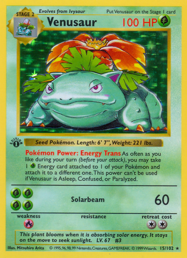 Venusaur (15/102) (Shadowless) [Base Set 1st Edition] | Tables and Towers