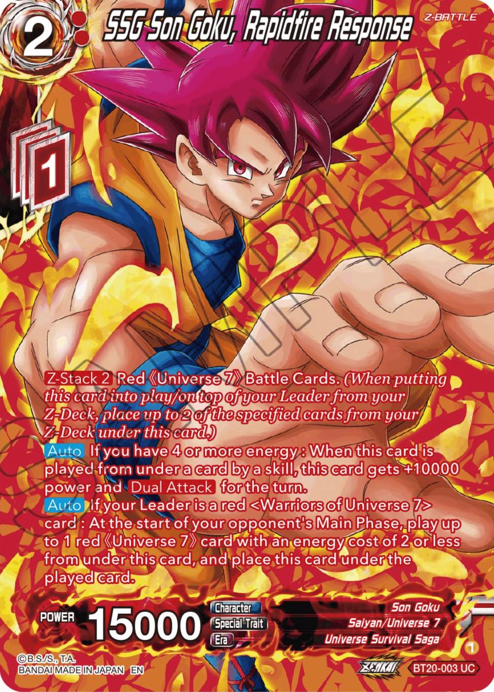 SSG Son Goku, Rapidfire Response (Silver Foil) (BT20-003) [Power Absorbed] | Tables and Towers