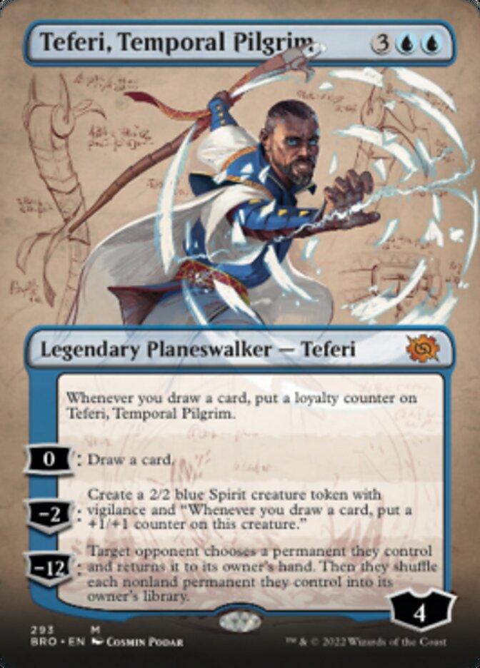 Teferi, Temporal Pilgrim (Borderless Alternate Art) [The Brothers' War] | Tables and Towers