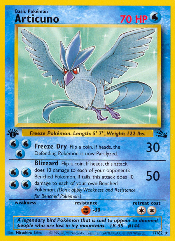 Articuno (17/62) [Fossil 1st Edition] | Tables and Towers