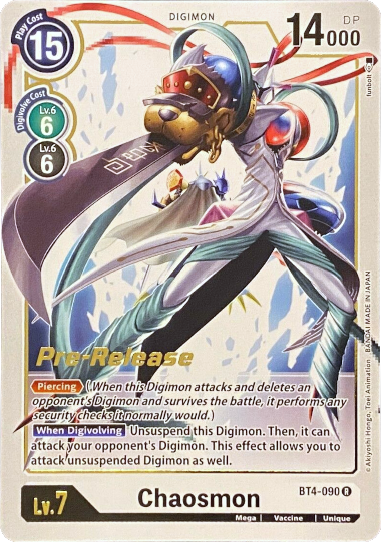 Chaosmon [BT4-090] [Great Legend Pre-Release Promos] | Tables and Towers