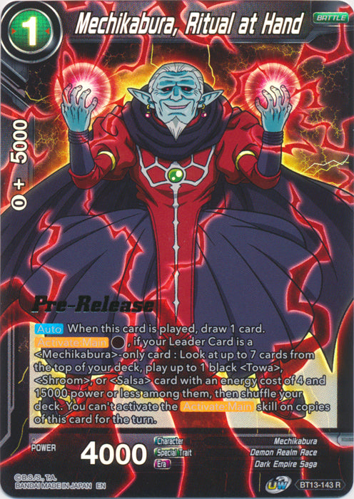 Mechikabura, Ritual at Hand (BT13-143) [Supreme Rivalry Prerelease Promos] | Tables and Towers