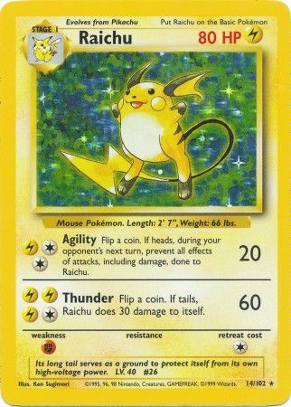 Raichu (14/102) [Base Set Unlimited] | Tables and Towers