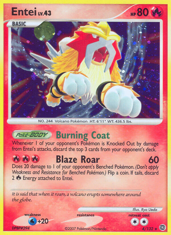 Entei (4/132) (Cracked Ice Holo) [Diamond & Pearl: Secret Wonders] | Tables and Towers