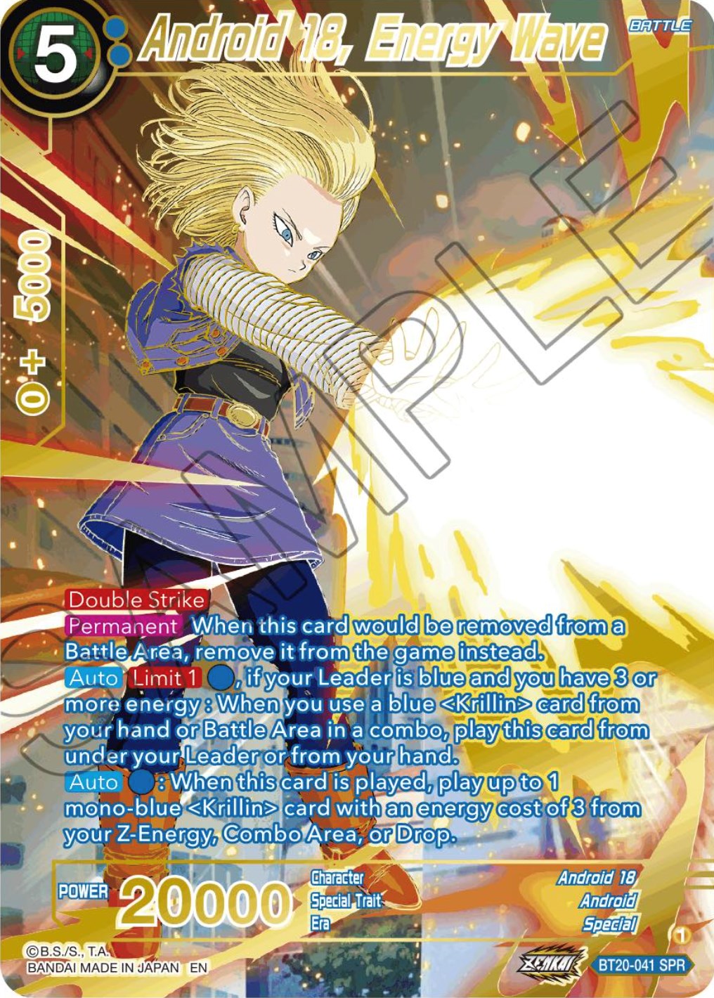 Android 18, Energy Wave (SPR) (BT20-041) [Power Absorbed] | Tables and Towers