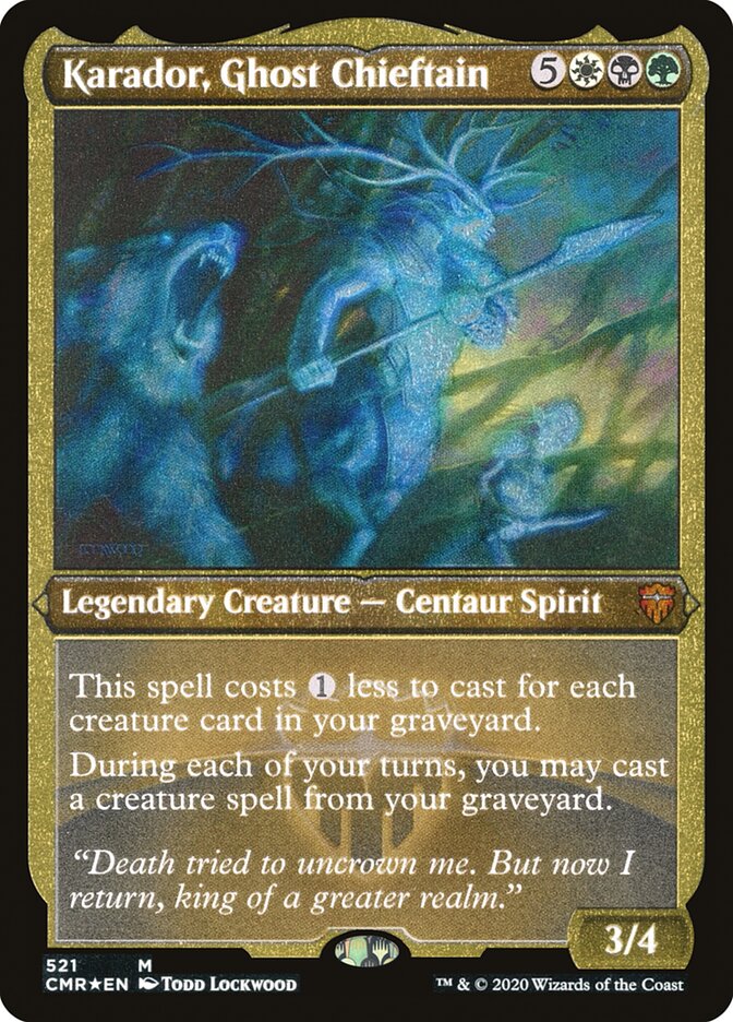 Karador, Ghost Chieftain (Etched) [Commander Legends] | Tables and Towers