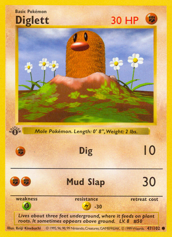 Diglett (47/102) (Shadowless) [Base Set 1st Edition] | Tables and Towers