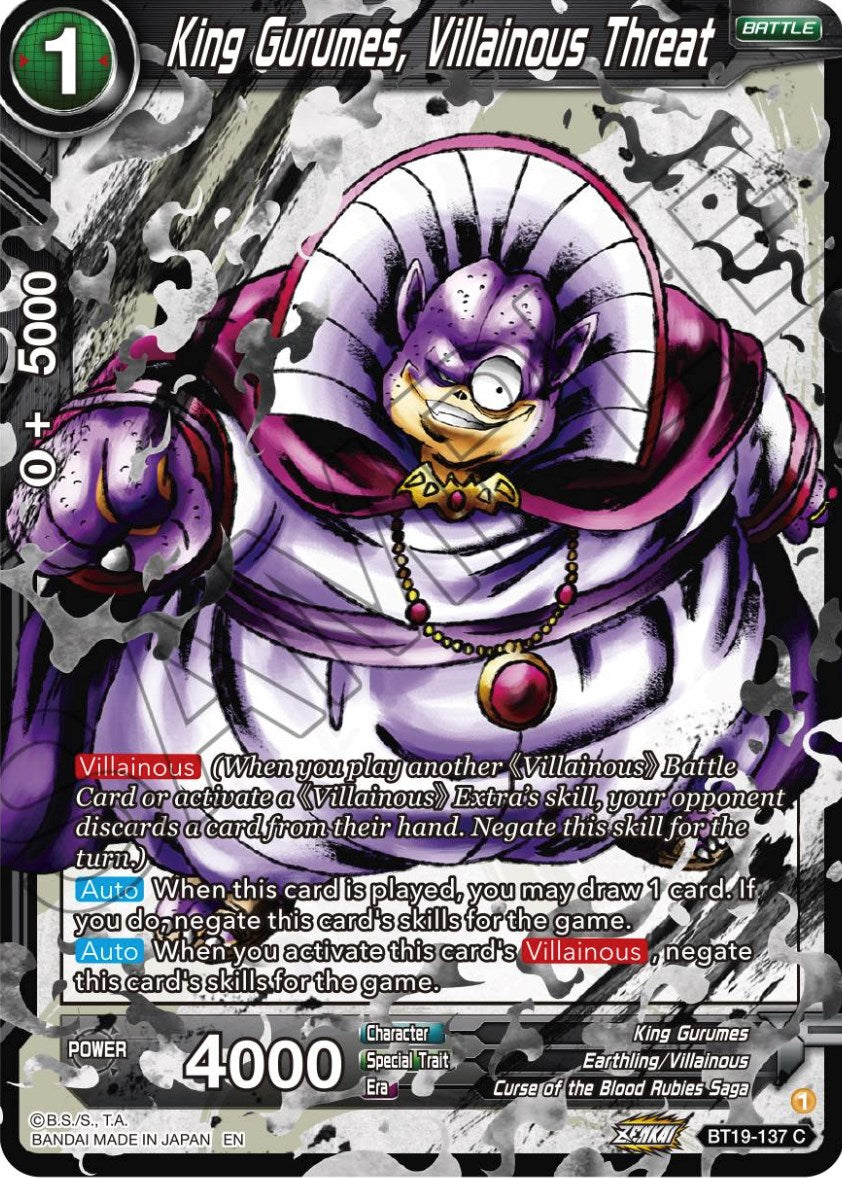 King Gurumes, Villainous Threat (BT19-137) [Fighter's Ambition] | Tables and Towers