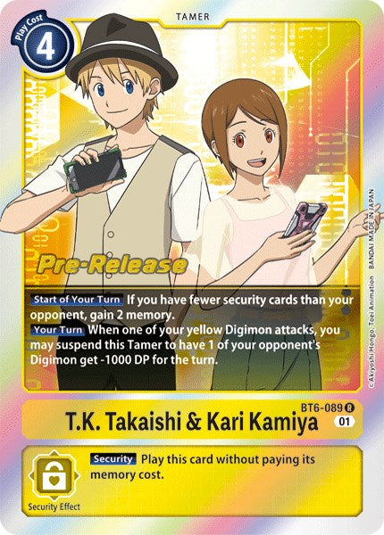 T.K. Takaishi & Kari Kamiya [BT6-089] [Double Diamond Pre-Release Cards] | Tables and Towers