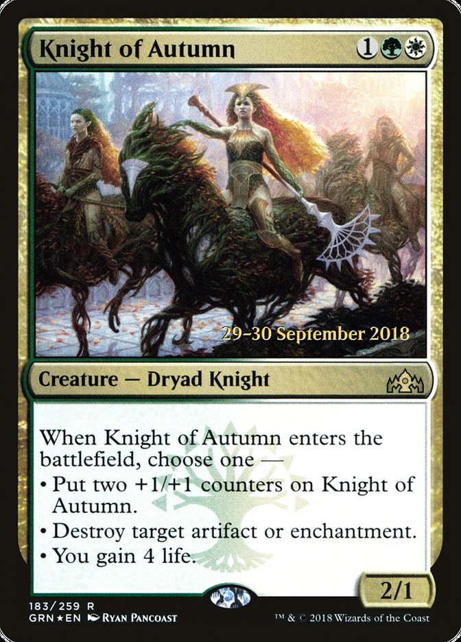 Knight of Autumn [Guilds of Ravnica Prerelease Promos] | Tables and Towers