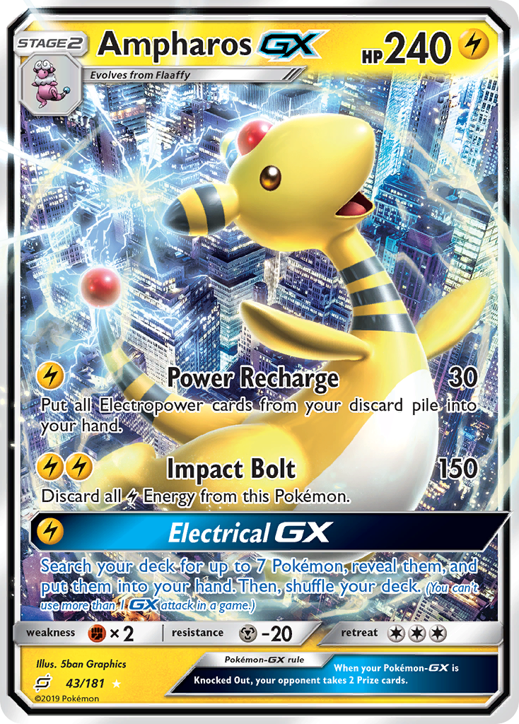 Ampharos GX (43/181) [Sun & Moon: Team Up] | Tables and Towers