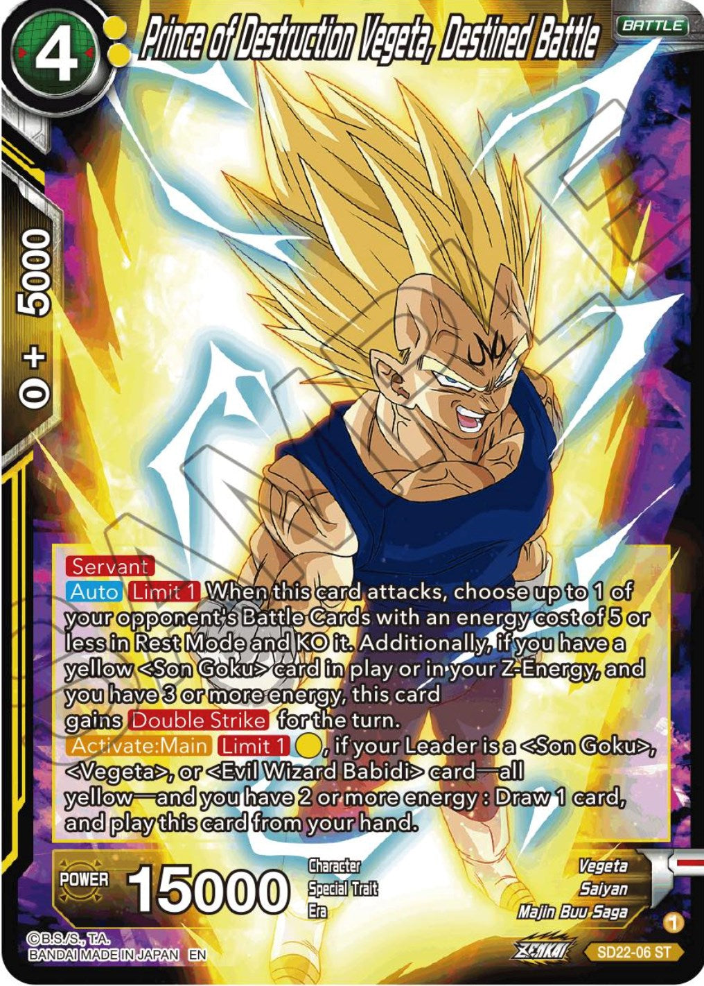 Prince of Destruction Vegeta, Destined Battle (Starter Deck Exclusive) (SD22-06) [Power Absorbed] | Tables and Towers