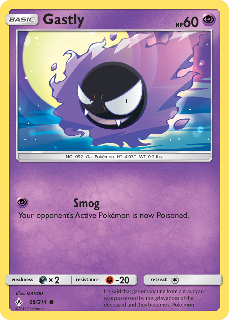 Gastly (68/214) [Sun & Moon: Unbroken Bonds] | Tables and Towers