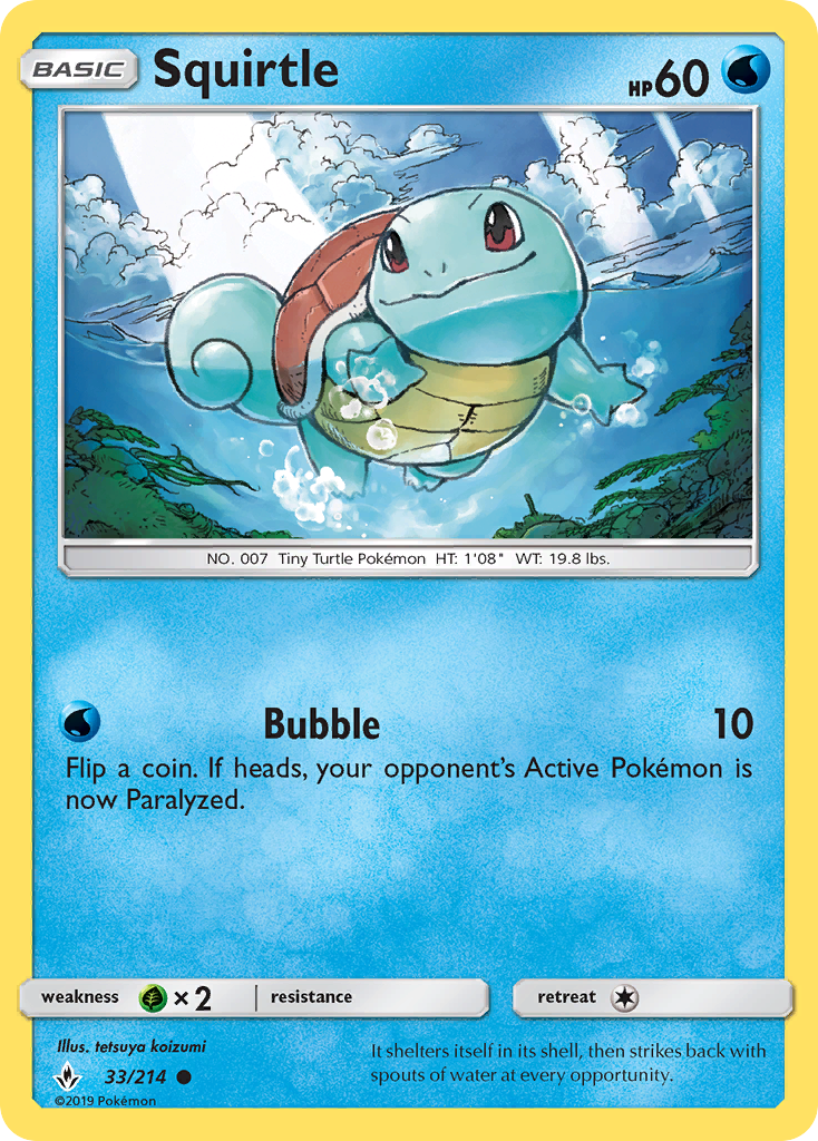 Squirtle (33/214) [Sun & Moon: Unbroken Bonds] | Tables and Towers