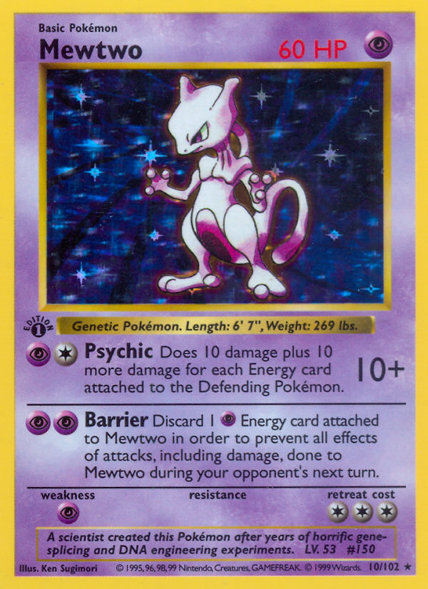 Mewtwo (10/102) (Shadowless) [Base Set 1st Edition] | Tables and Towers