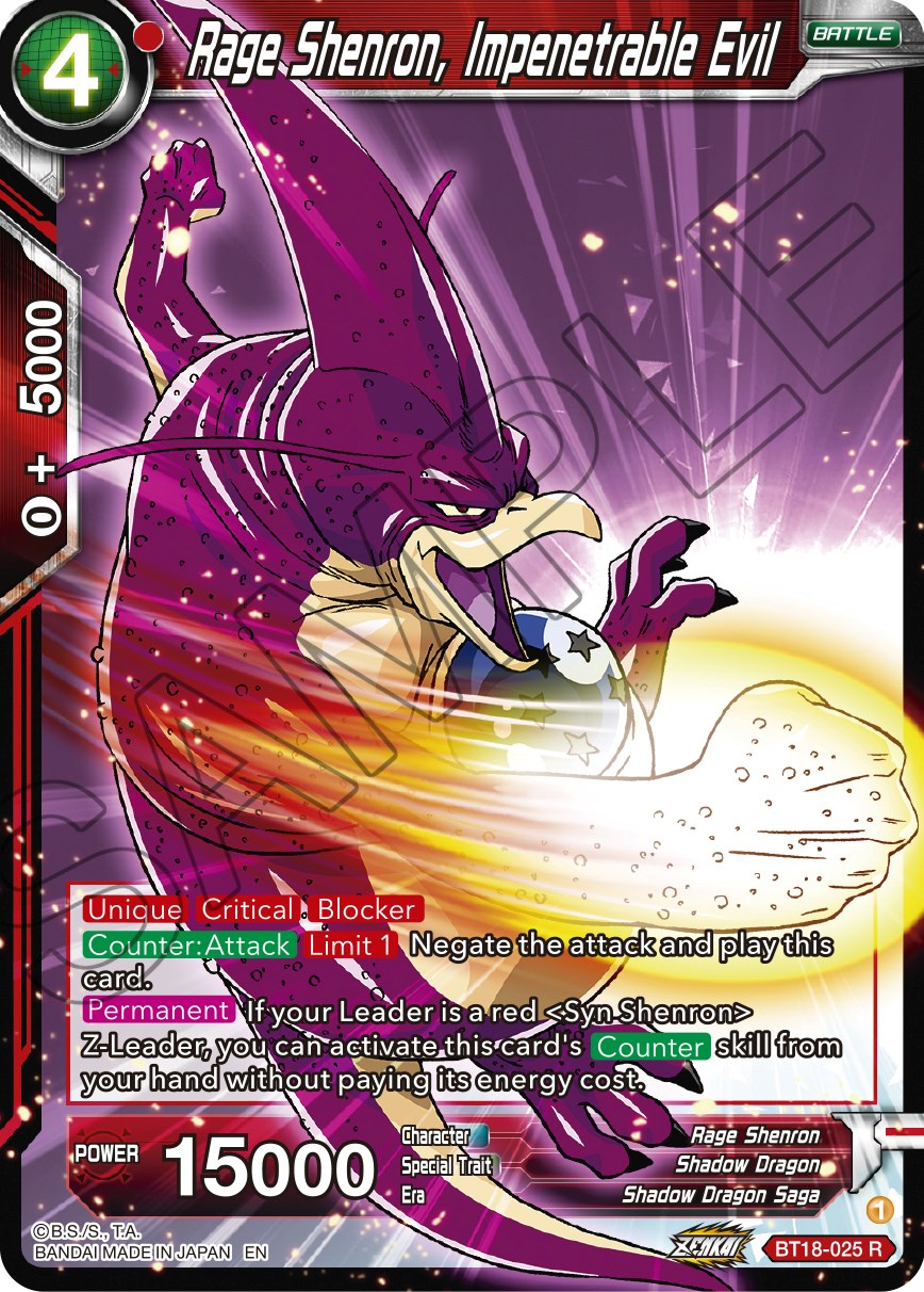 Rage Shenron, Impenetrable Evil (BT18-025) [Dawn of the Z-Legends] | Tables and Towers