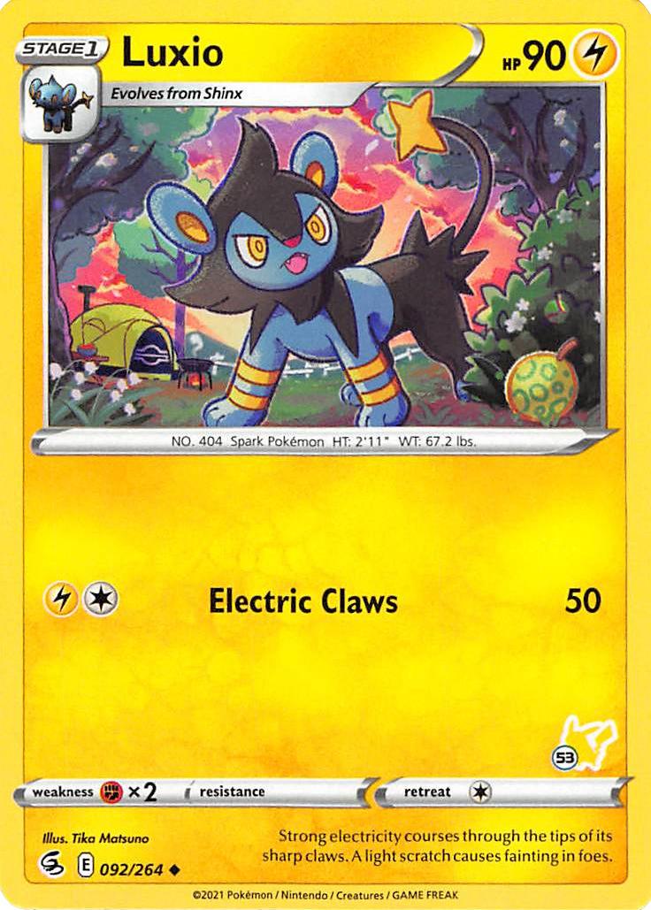 Luxio (092/264) (Pikachu Stamp #53) [Battle Academy 2022] | Tables and Towers