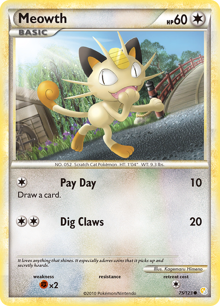 Meowth (75/123) [HeartGold & SoulSilver: Base Set] | Tables and Towers