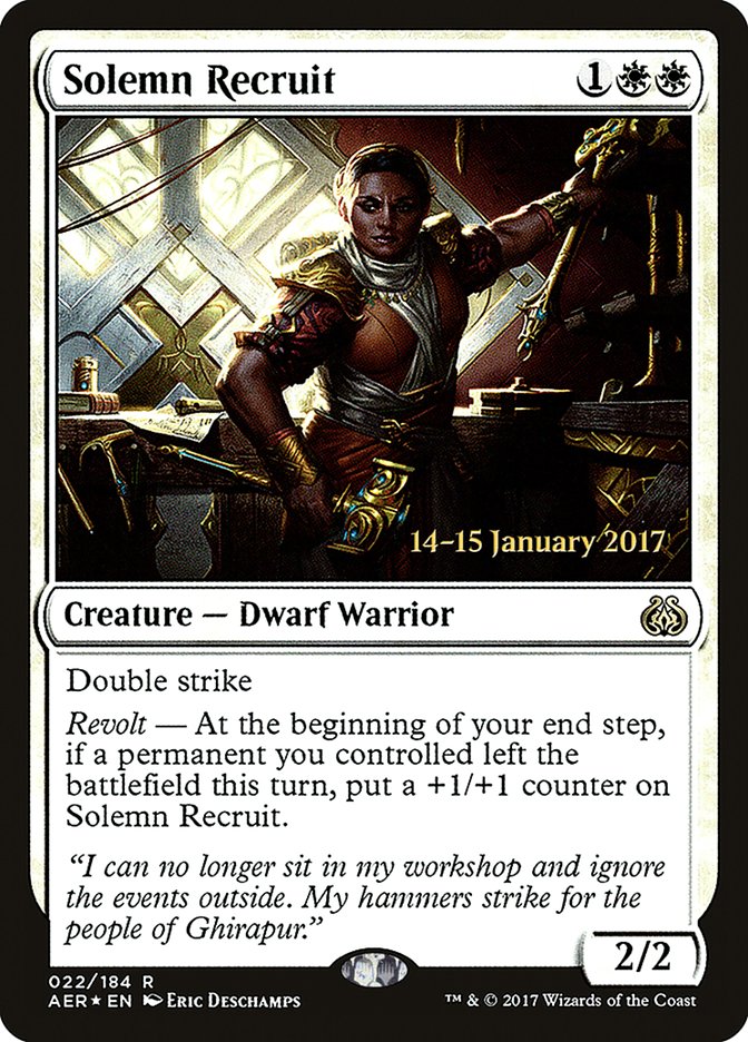 Solemn Recruit [Aether Revolt Prerelease Promos] | Tables and Towers