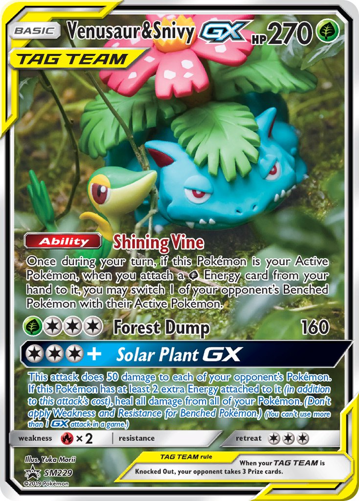 Venusaur & Snivy GX (SM229) [Sun & Moon: Black Star Promos] | Tables and Towers