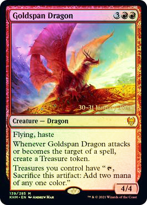 Goldspan Dragon [Kaldheim Prerelease Promos] | Tables and Towers