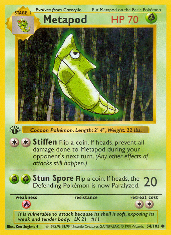 Metapod (54/102) (Shadowless) [Base Set 1st Edition] | Tables and Towers