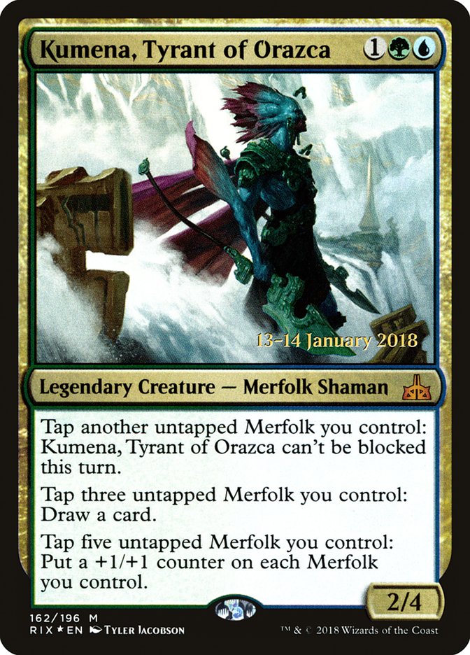 Kumena, Tyrant of Orazca [Rivals of Ixalan Prerelease Promos] | Tables and Towers