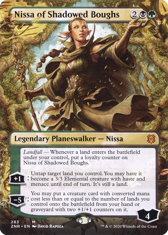 Nissa of Shadowed Boughs (Borderless) [Zendikar Rising] | Tables and Towers