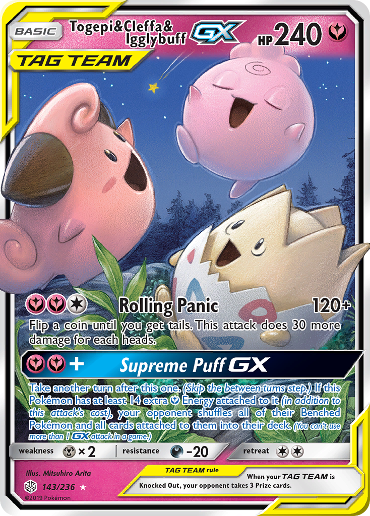 Togepi & Cleffa & Igglybuff GX (143/236) [Sun & Moon: Cosmic Eclipse] | Tables and Towers