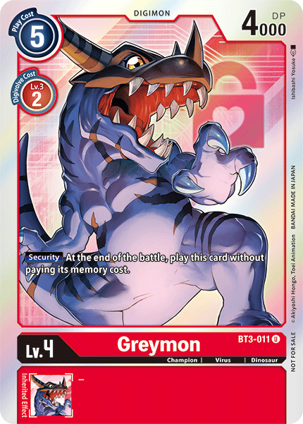 Greymon [BT3-011] (Buy-A-Box Promo) [Release Special Booster Ver.1.5 Promos] | Tables and Towers