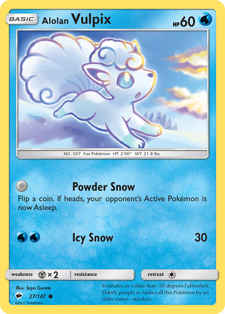 Alolan Vulpix (27/147) [Sun & Moon: Burning Shadows] | Tables and Towers