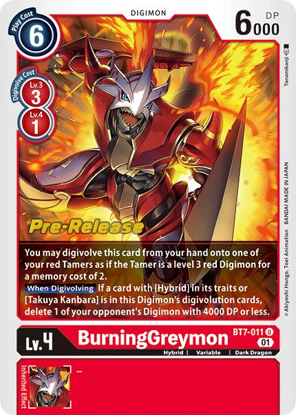 BurningGreymon [BT7-011] [Next Adventure Pre-Release Cards] | Tables and Towers