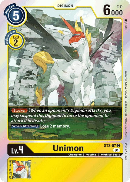 Unimon [ST3-07] (Official Tournament Pack Vol.4) [Starter Deck: Heaven's Yellow Promos] | Tables and Towers