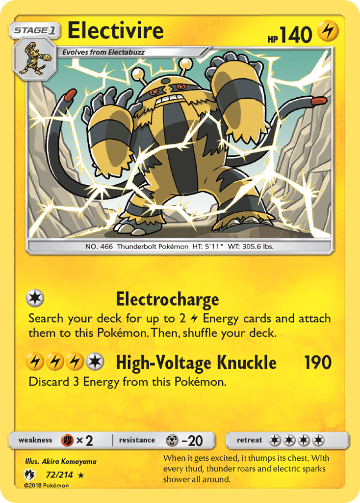 Electivire (72/214) [Sun & Moon: Lost Thunder] | Tables and Towers