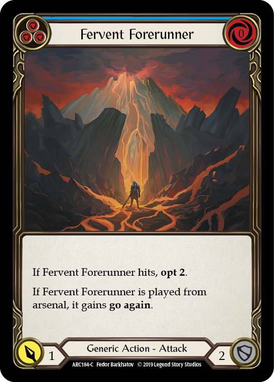 Fervent Forerunner (Blue) [ARC184-C] (Arcane Rising)  1st Edition Rainbow Foil | Tables and Towers