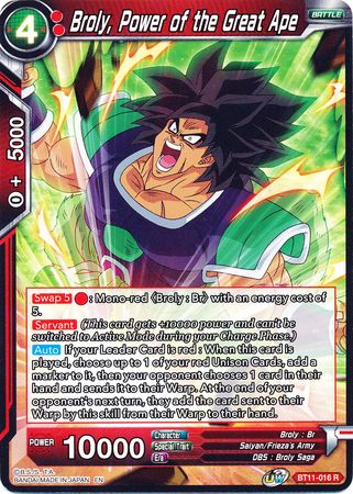 Broly, Power of the Great Ape (BT11-016) [Vermilion Bloodline] | Tables and Towers