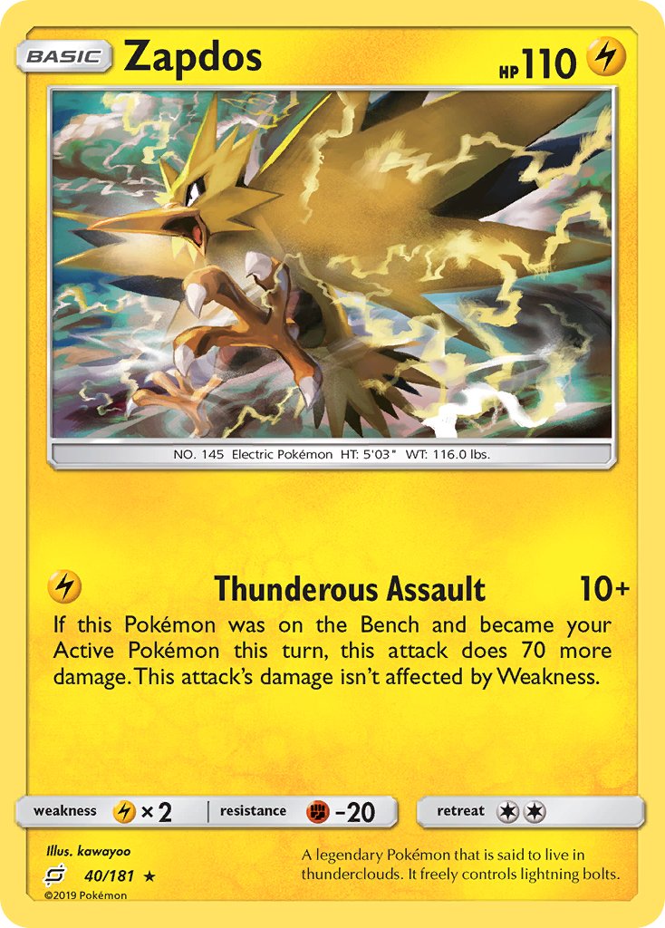 Zapdos (40/181) (Theme Deck Exclusive) [Sun & Moon: Team Up] | Tables and Towers