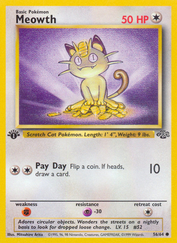 Meowth (56/64) [Jungle 1st Edition] | Tables and Towers