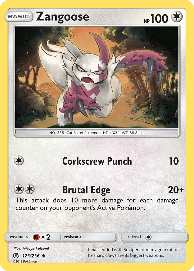 Zangoose (173/236) [Sun & Moon: Cosmic Eclipse] | Tables and Towers